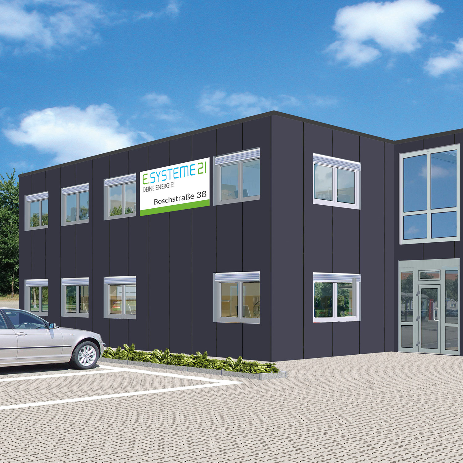 Visualisierung neues Firmengebäude e.systeme21 GmbH